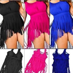 Plus Size Fringe Tassel Tankini Set Traje de baño Falda Chubby Mujeres sexy Acolchado Cintura alta Bikini Traje de baño traje de baño verano ropa de playa regalo