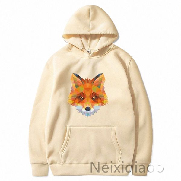 Tallas grandes Gem Fox Print Mujeres Hombres Sudaderas con capucha Ropa de estilo coreano Kawaii Sudadera Lindo Carto Fox Gráfico Mujer Streetwear M4FJ #