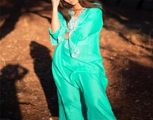 Plus size groen geborduurde zomer strandkleding bikini kaftan strand vrouw tuniek badjurk gewaad plage zwemkleding bedekking sarongs6798304