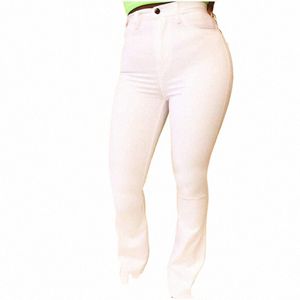 Plus la taille taille haute extensible maigre blanc cloche bas jeans 4XL distré bodyc crayon denim pantalon dame pantalon indépendant jean R3wO #
