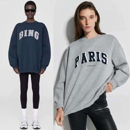 Bings Women Designer Coton Sweatshirts Aclassic Letter Stickers Broidered Hoodies Broderie Louleur en peluche Pull ajusté