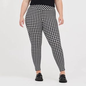 Grande taille imprimé pied-de-poule été printemps Leggings femmes taille haute élastique pantalon crayon maigre femme grande taille 7XL 8XL 240219