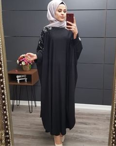 Plus Size Islamitische Kleding Moslim Jurk Dames Dubai Turks Lange Robe Kimono Sequin Etnische Stijl Seven-Point Mouw Wild Jurken Y0118