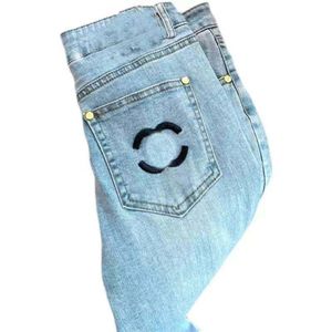 Plus Size Jeans designer broek dames Jeans dames geborduurd Negen punten denim broek luxe slim fit jeans mode casual jeansbroek met rechte pijpen