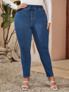 Jeans grande taille pour femmes taille haute extensible femmes Jean crayon pleine longueur élastique Skinny Lady Curvy Jeans 200kgs Jean pour maman 240315