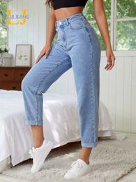 Plus Size Jeans voor Dames Lichtblauw Harem Hoge Taille Rekbare Enkel 100 Kg Lente en Zomer Moeder 240401