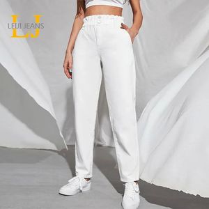 Plus Size Jeans voor Dames Witte Curve Jeans 120kgs Dames Elastische Taille Hoge Taille Harem Dame Broek Zwart 8XL 175CMS Mom Jeans 240315
