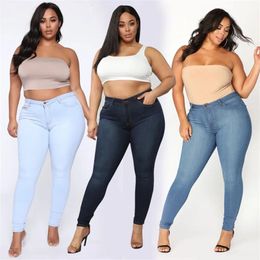 Plus size jeans XL-5XL dames hoge taille skinny denim jeans casual hoge stretch potloodbroek drop aankomst 240318