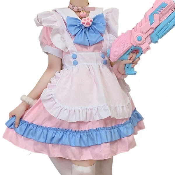 Tallas grandes Kawaii Dr Cosplay Disfraces School Girl Maid Trajes Victorian Dr Anime Pink Japonés Gótico Lolita Ropa U7Uy #