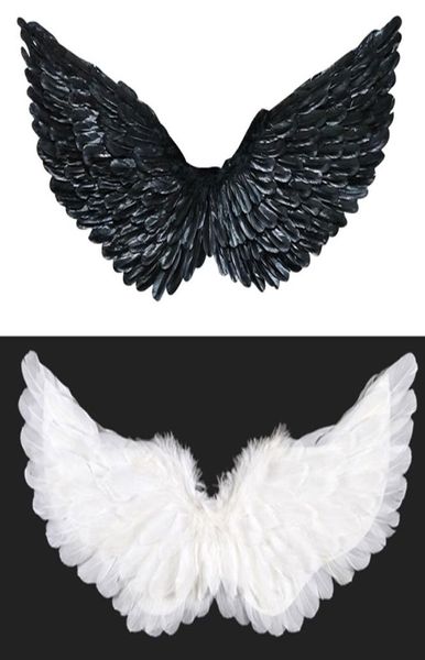 Tallas grandes Niños Adultos Plumas unisex Alas de ángel Fiesta de Halloween Cosplay Accesorios de disfraces de boda Mardi Gras Blanco Negro Envío directo Wh3939908