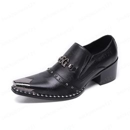 Zapatos de caballero de estilo coreano de talla grande para hombre, zapatos de tacón alto de 7cm, zapatos de fiesta de boda para hombre, zapatos Oxford de cuero genuino con punta estrecha