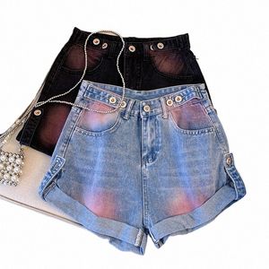 Grande taille L-4XL Denim Vintage Shorts pour femmes taille haute Fi été Doodle Jean pantalon Y2K vêtements femme livraison gratuite S1k1 #