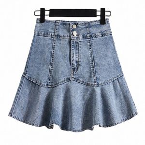 Plus Size L-5XL Y2K Denim Een Lijn Rok Voor Vrouwen Hoge Taille Fi Zomer Geplooide Jean Rokken Vrouwelijke Vintage Korea kleding r5fQ #