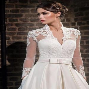 Grande taille dentelle col haut enveloppes de mariage avec manches longues pure boléro vestes Tulle accessoires de mariée sur mesure Made2672