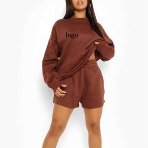 Plus Size Nieuwste Ontwerp Vrouwen Tweedelige Set Zip Up Blank Crop Top En Korte Set Hoodie 2024 vrouw zomer t-shirt sets