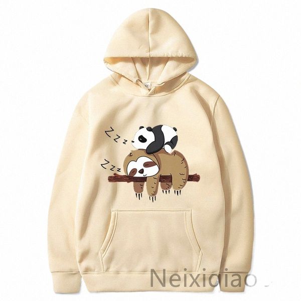 Plus la taille paresseux Panda et Koala Carto imprime à capuche femmes hommes décontracté sweat à capuche Harajuku fille automne hiver dessus chaud g745 #