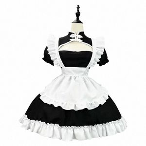Grande taille Lolita chinois Chgsam Anime Cosplay Costume de femme de chambre Princ Halen noir blanc japonais école fille Kawaii vêtements E6x1 #
