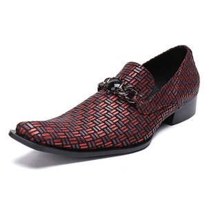 Grande taille luxe bout pointu garniture en métal homme robe formelle mocassins en cuir véritable à la main hommes fête de mariage chaussures modernes SL282