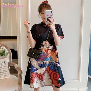 Plus Size M-4XL Mode Moderne Trend Cheongsam Jurk voor Vrouwen Zomer Zwarte Korte Mouw Qipao Traditionele Chinese Clothing220t