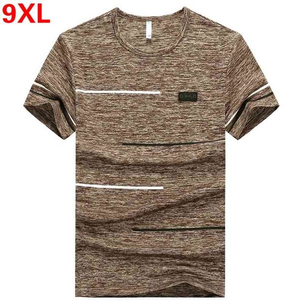 Plus la taille M ~ 7XL 8XL 9XL Summer Brand Tops Tees Quick Dry Slim Fit T-shirt Hommes Vêtements de sport Big T-shirt à manches courtes 210629