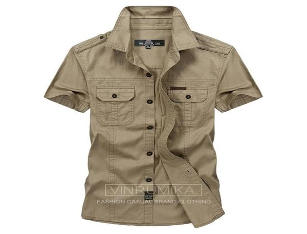 Talla grande M5xl Summer Men 039S Camisa de manga corta de marca informal para hombre 100 Algodón puro Afs Jeep Camisas caqui Ropa verde militar 2766477