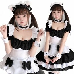 Plus Size Maid Cosplay Mignon Chat Fille Cosplay Sexy Low Cut Costume Servante Tenue Anime Subdue Temptati Dr 8Pièce Disfraz 58Gz #