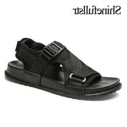 Men de taille plus 271 Sandales 2019 Summer Sandalias Chaussures Hombre Flat Sandles Casual Sandles Torte ouverte pour sandale gris noir 4 B90 S