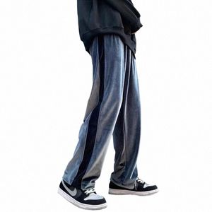Pantalon de velours décontracté pour hommes de grande taille Chic Fi coréen Streetwear droit taille haute lâche Harajuku veet pantalon grande taille P8tN #