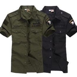 Grande taille hommes été Camouflage armée vert chemise hommes militaire tactique 100% coton chemise nous Division aéroportée Tops223m