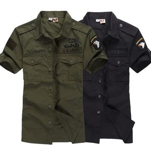 Plus Size Heren Zomer Camouflage Legergroen shirt Mannen Mlitary Tactische 100% Katoenen Shirt US Airborne Division Tops282y