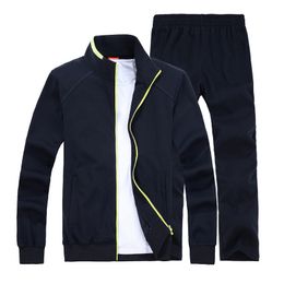 Plus Size Heren Sweatsuit Mode Solid Herfst Winter Trainingspakken Mannen Casual Rits Sweatshirt Jogger Broek Set