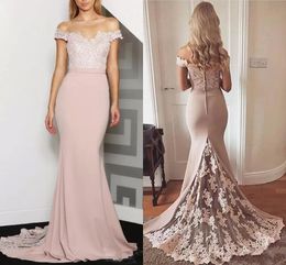 Sexy Off The Shoulder Mermaid Bridesmeisje Jurken Lange 2021 Arabische Kant Geappliceerd Maid of Honor Toga Plus Size Bruiloft Gastjurk Al6272