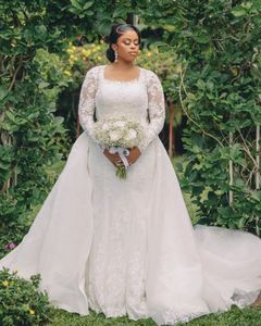 Robes de mariée de sirène plus taille avec robes nuptiales tarin détachables