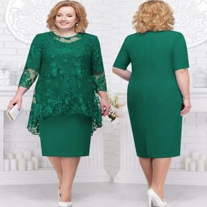 Plus Size Moeder Van De Bruid Jurken Twee Stukken Schede Applique Kant Bruiloft Gast Jurk Thee Lengte Zomer Avondjurken217D