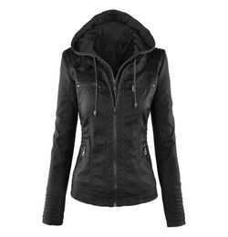 Plus taille moto veste streetwear femmes zipper manteau à capuche à capuche dames fesses externes fausse cuir pu veste femelle coat d'hiver4668543