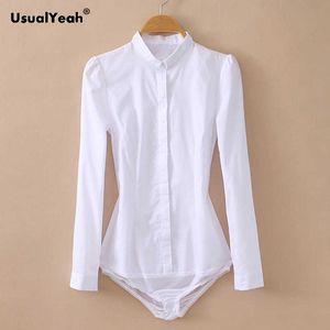 Plus size mode formele shirts elegante lange mouw katoen ol body blouse shirt blusas wit S-3XL SY0385 Q190530