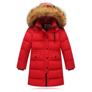 Chaqueta de talla grande nueva moda de invierno para niños y niñas, Parka con capucha de piel sintética para niños, abrigo largo de plumón, chaqueta acolchada, abrigo acolchado # Q1d