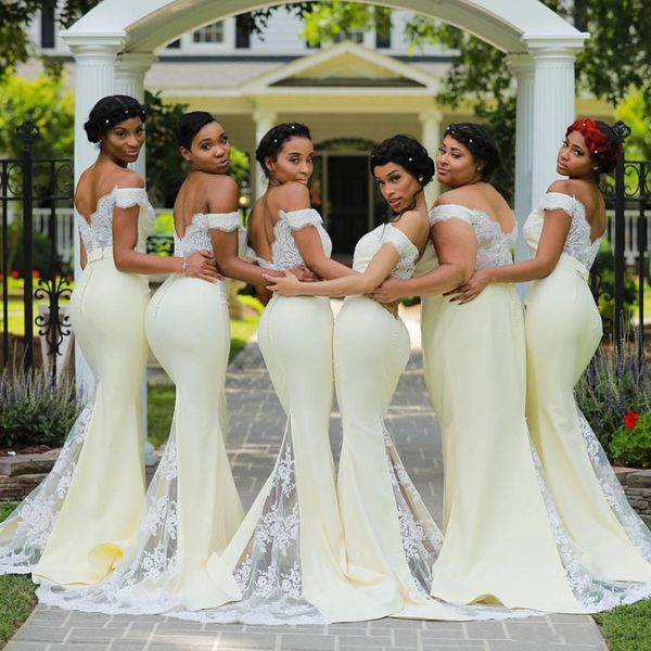 Vestido De dama De honor con hombros descubiertos De talla grande, vestido De fiesta De sirena De tela elástica, Vestidos De madrina para fiesta De boda