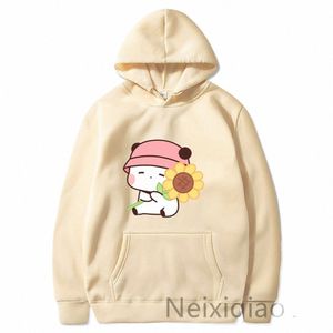 Plus Size Perzik Goma Mochi Kat Door Motorfiets Sunfr Vrouwen Mannen Hoodies Paar Harajuku Vrouwelijke Herfst Winter Carto Sweatshirt I66v #