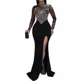 Plus Size Parel Party Dr Vrouwelijke Diamd Sheer Mesh Kleding Avond Luxe Club Outfit 2024 Lente Elegante Mooie Vrouwen Dr 68IN #