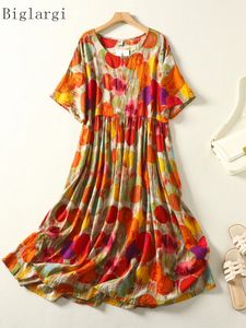 Grande taille à pois robe d'été femmes coton dames robes Boho plage décontracté surdimensionné longue femme robe robes 240229