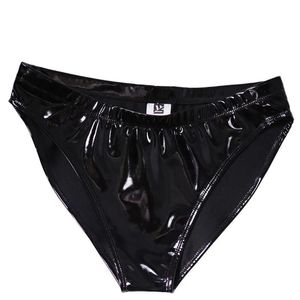 Bragas de talla grande de látex de PVC brillante de cintura alta, Micro Tanga, lencería erótica, bragas suaves de PU, tangas, ropa de escenario, ropa para gais