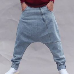 Taille plus taille s-4xl hommes jogger jeans printemps automne hiver mode lâche crampon élastique long pantalon harem drop baisse de l'entreprise 240428