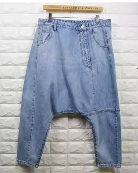 Taille plus taille s-4xl hommes jogger jeans printemps automne hiver mode lâche crampon élastique long denim harem pantal