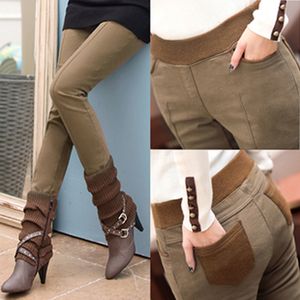 Plus la taille S-4XL femmes crayon pantalon taille haute maigre noir épais velours chaud hiver leggings jeggings legins feminina pantalon T200104