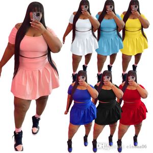 Plus maat S-3XL 4xl 5xl Designer Dames Tweede stuk jurk geplooide rok set Leisure Women Clothing Sports Outfits