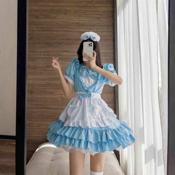 MÁS TAMAÑO S-5XL Mujeres Encantadora Maid Cosplay Ven Vestidos de Lolita Anime Japonés Traje de Mucama Uniforme de Camarero Halloween Ven L220714292e