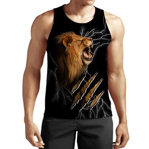 Plus-size S-6XLSummer Hommes Lion Débardeurs Animal 3D Imprimé Sans Manches Cool Gilet Femmes Mode Casual Harajuku Streetwear Vêtements 009