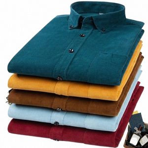 Plus Size S ~ 7XL Corduroy Shirt Mannen Casual Lg Mouw Regular Fit Busin Dr Shirts Voor Mannelijke Zachte Vrije tijd Comfortabele Zak P5tn #