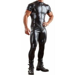 Plus taille s3xl sexy hommes de haute qualité Catsuit en faux cuir à glissière frontale entrejambe 2018 Body produit fétiche costume érotique lingerie7456798